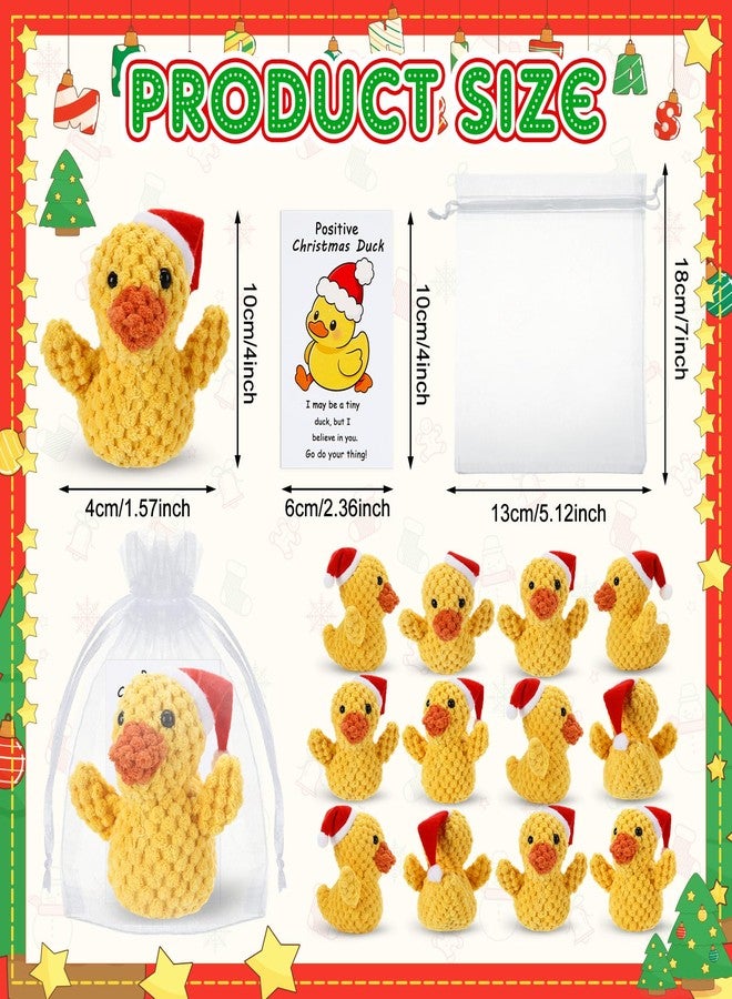 Jerify 12 Set Christmas Crochet Duck Gifts - Emotional Yellow Handmade Ducks Bulk with Positive Inspirational Support Cards for Xmas Stocking Stuffers Party Favor Coworkers Employee Team Appreciation - Image 2